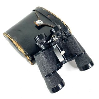 Vintage Amc Model 601 7x35 Binoculars With Hard Leather Case Light Weight