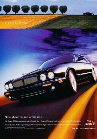 2001 2000 Jaguar Xjr Vintage Advertisement Print Art Car Ad J346