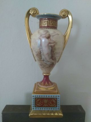 Antique Royal Vienna Porcelain Urn Hand Painted Nudes & Cherubs