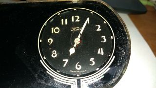 Antique Ford Rearview Mirror with Clock.  Vintage car mirror with clock 2