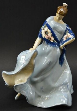 Antique 11” Royal Dux Bohemia Bone China Figurine Of A Woman Dancing 217 27