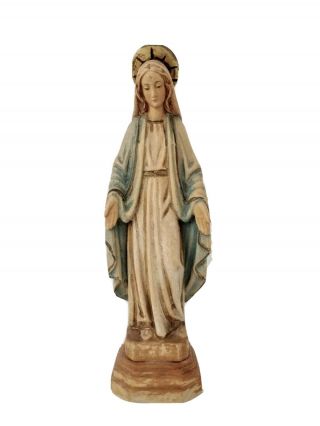 Vintage Madonna Virgin Mary Hand Carved Wooden Statue Figurine 8 " Lovely