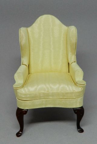 Vintage Fantastic Merchandise Yellow Wingback Chair Dollhouse Miniature 1:12