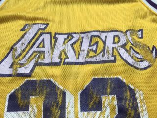 VINTAGE Magic Johnson Los Angeles Lakers Champion Jersey Sz 40 DISTRESSED LOOK 3