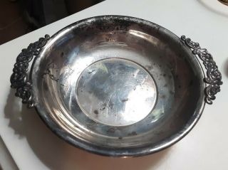 Vintage Solid Sterling Silver Poole 4 - 3/4 " Candy Bowl Dish W/ Floral Handles 101
