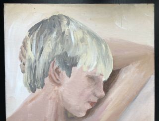 Artist Signed Impressionist Portrait Oil Painting Blonde Child Boy Family Art 3