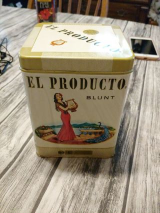 Vintage El Producto Cigar Tin Blunt 2 For 25 Cents Tobacco Memorabilia 6 " Can