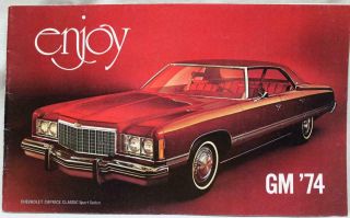 1974 General Motors Automobile Passenger Cars Advertising Brochure Vintage