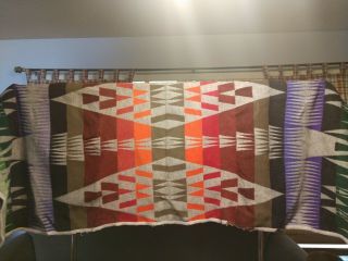 Vintage Beaver State Pendleton Navajo Aztec Native American Wool Blanket Flaws