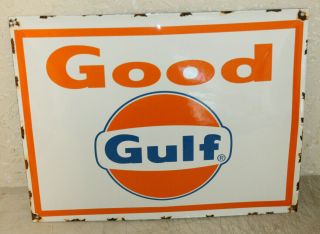 Good Gulf Oil Vintage Style Porcelain Signs Gas Pump Man Cave Station