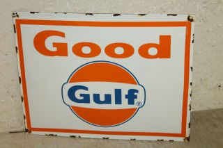 Good Gulf Oil Vintage Style Porcelain Signs Gas Pump Man Cave Station 2