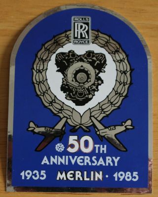 1985 Raf Royal Air Force Spitfire Rolls - Royce Merlin Engine 50th Anniv Sticker