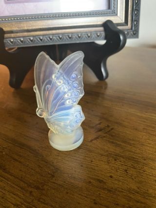 Vintage Signed Sabino Opalescent Crystal Small Close Winged Butterfly
