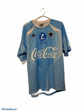 Vintage 2005 Adidas Bolivia Bolivar Soccer Jersey Blue Coca Cola Zurich Large