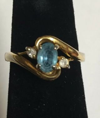 Vintage 18k Gold Filled Rolled Gold Ring With Blue Stone Sz 5