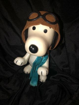 Vintage 1966 Snoopy Aviator Pilot Flying Ace Red Baron Figure Goggles Cap Scarf