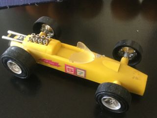 Vintage 1970 Hasbro Hot Foot Racer Plastic Toy Car Yellow 5750