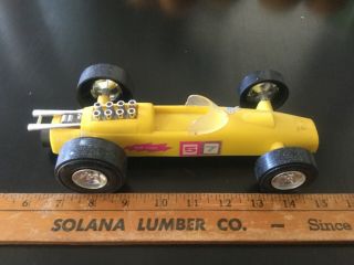 Vintage 1970 Hasbro Hot Foot Racer Plastic Toy Car Yellow 5750 2