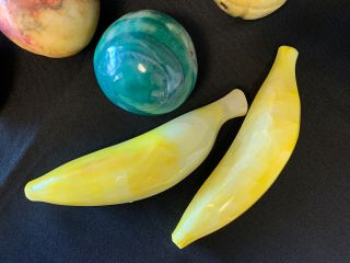 8 Vintage Italian Carved Alabaster Marble Stone Fruit Bananas Pineapple Peach 2