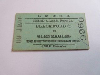 1956 Lm & Sr (scotland) Railway Ticket - Blackford To Gleneagles - 3rd Class Sin
