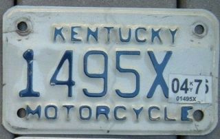 Kentucky 2004 Motorcycle Cycle License Plate 1495 X