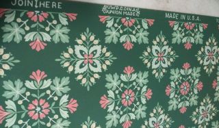 1940 ' s Vintage Wallpaper Geometric Floral Pattern pink Green Made in USA 2