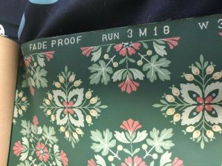 1940 ' s Vintage Wallpaper Geometric Floral Pattern pink Green Made in USA 3