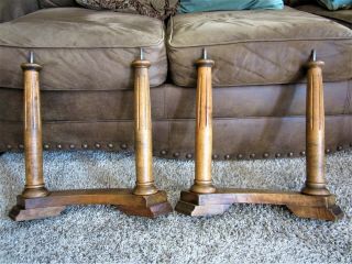 4 Fluted Piano Organ Bench Columns Maple? Victorian Coffee Table Base Chair Legs