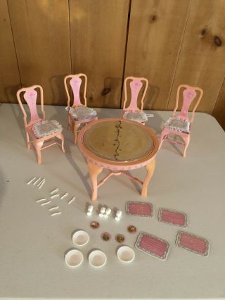 Rare Vintage Barbie Sweet Roses Magical Mansion Dining Room Set,  Accessories