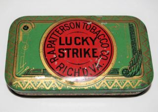 Antique 1900s Lucky Strike Cigarette Tobacco Case Tin Pipe Cigar Vtg Advertising