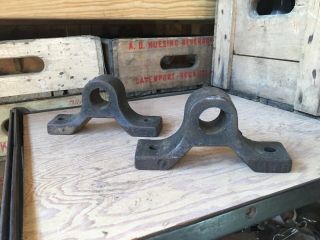 Vintage Cast Iron Industrial Factory Cart Axle Mounting Brackets Hit Miss Engine