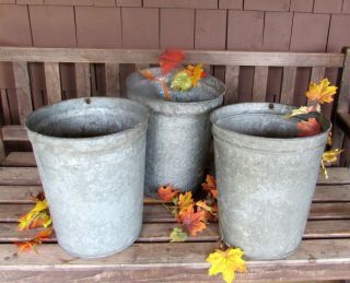 3 Tall Vintage Vermont Maple Sap Buckets Rustic Farmhouse Fall Harvest/holidays