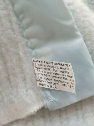 Vintage Acrylic nylon Trim Waffle Weave Blanket Twin/Full blue 73 X 90 3