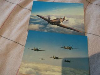2x Colour Photo Postcard - Battle Of Britain Film Spitfire Hurricane