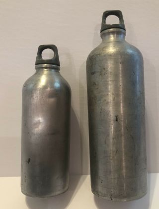 2 Vintage Sigg Switzerland Aluminum Backpacking Stove Fuel Bottles