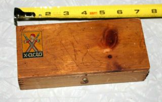 Vintage 1950s X - Acto 3 Knife Wood Carving Tool Set In Its Dovetail Wood Box 2