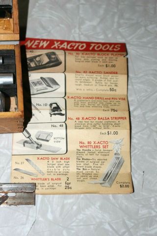Vintage 1950s X - Acto 3 Knife Wood Carving Tool Set In Its Dovetail Wood Box 3