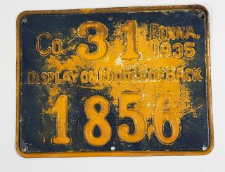 1935 Pa Pennsylvania Metal Hunting License Co.  31