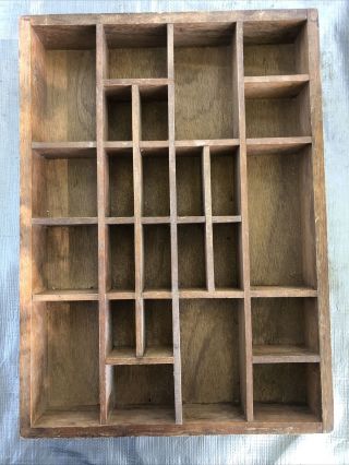 Printers Type Cabinet Drawer Wooden Tray Shadow Box Display 15 - 1/2” X 12” X 2”