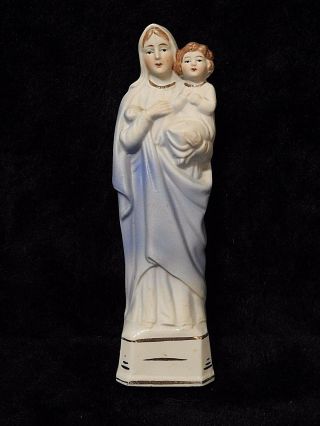 German Antique Porcelain Bisque Madonna Holy Statue Figurine Mary & Jesus