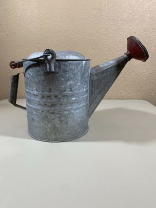 Vintage Galvanized Steel 2 Gallon Watering Can With Brass Rose Sprinkler Head