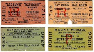 Railway Tickets: Midland And Great Northern Joint Committee X 4 As Scan