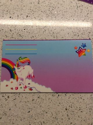 Lisa Frank Vintage Unicorn Paper Stationary 8 Sheets 4 Tri Fold Cards Rainbow 3
