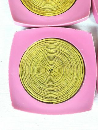 Set of 4 Vintage Mid - Century Pink Acrylic Drink Coasters Funky Retro Mod 60s/70s 2