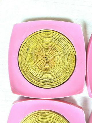 Set of 4 Vintage Mid - Century Pink Acrylic Drink Coasters Funky Retro Mod 60s/70s 3