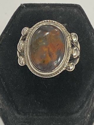 Vintage Old Pawn Navajo Petrified Wood Sterling Silver Ring Size 7