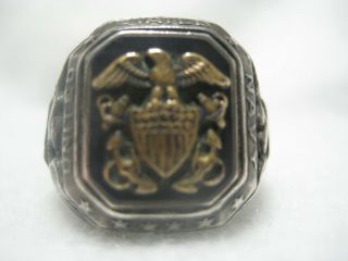 Vintage Sterling Silver United States Navy Military Ring Ht139