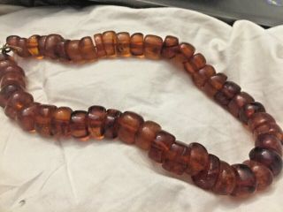 Chunky Antique Natural Baltic Amber Cognac Honey Necklace 74 Grams