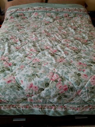 Laura Ashley Cottage Rose Shabby Chic 84×90 Full Comforter Vintage