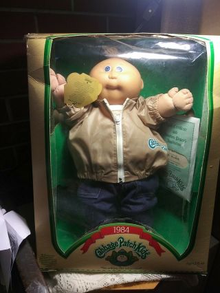 Vintage 1984 Cabbage Patch Kids Doll W/ Birth Certificate,  Box And Tag.